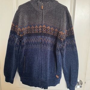 Visvim Blue and Gray Zip-Up Sweater